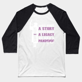 Pandemic Graduation | White And Pearly Purple Text Funny Graduation Baseball T-Shirt